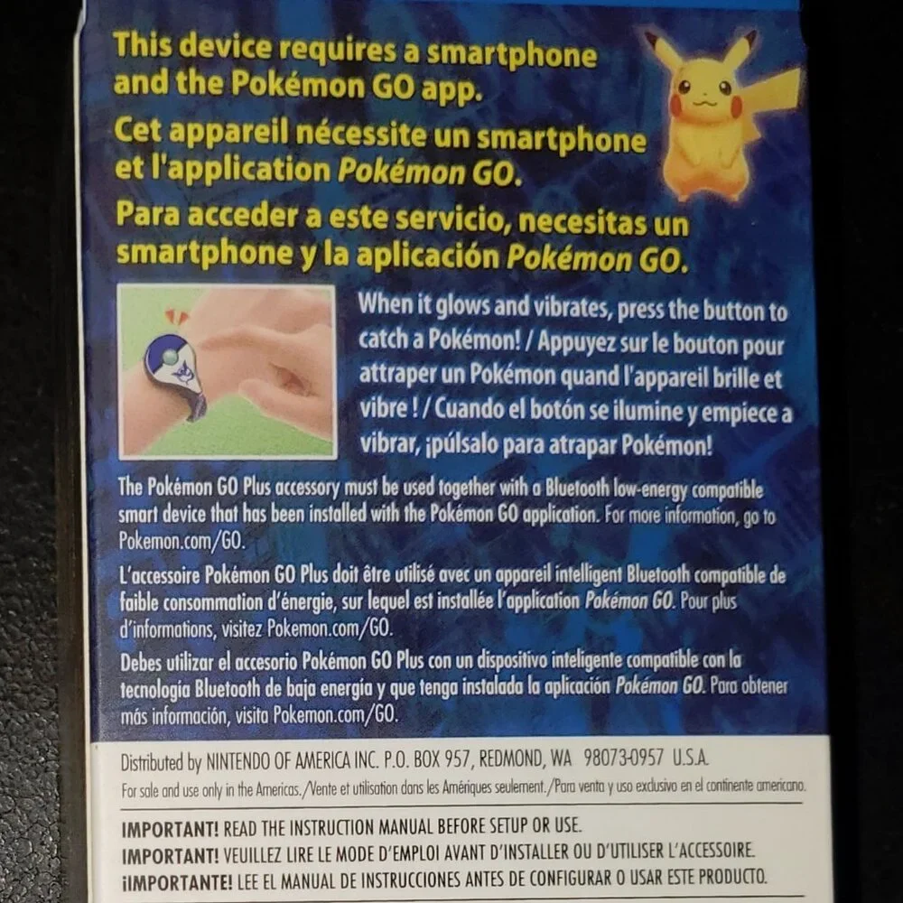 Pokemon GO Plus Bracelet Blue Design Mystic Auto Catch Bluetooth Nintendo